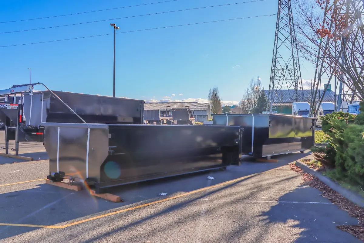Roll-off dumpster ready for waste disposal at job site for 12 Yard Dumpster Rental in Cudahy